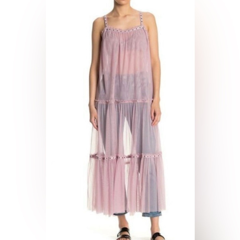 Free People sheer slip dress pink